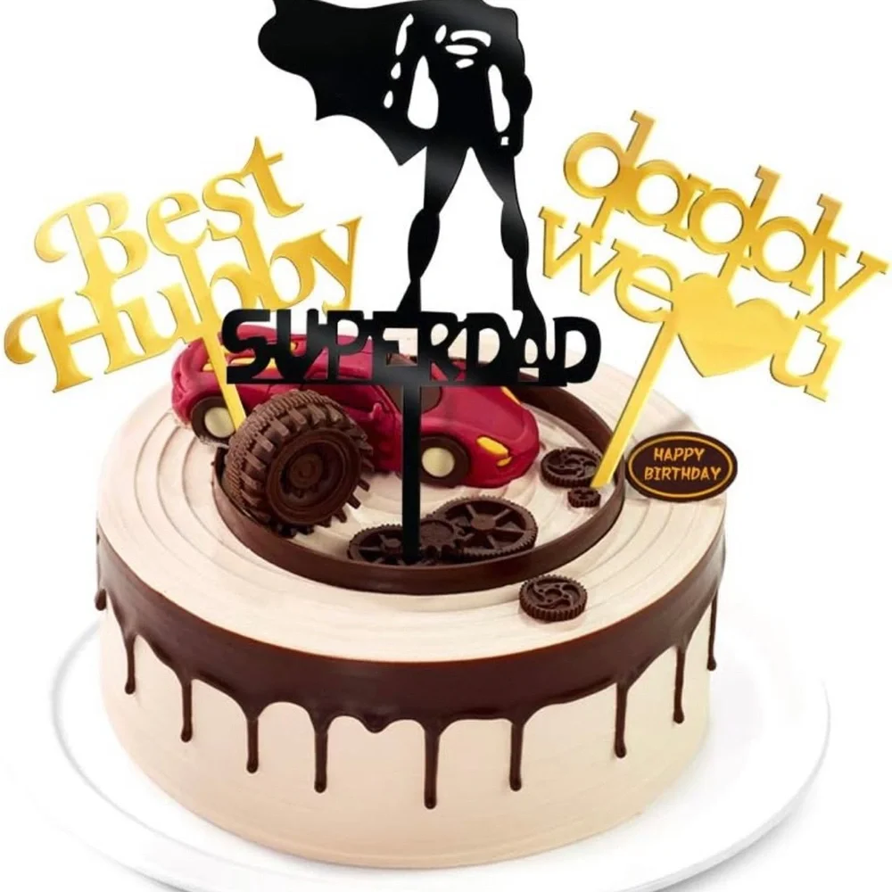 Superhero Cake Topper Set - Gold and Black